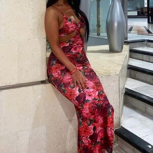 Floral Cutout Maxi Dress